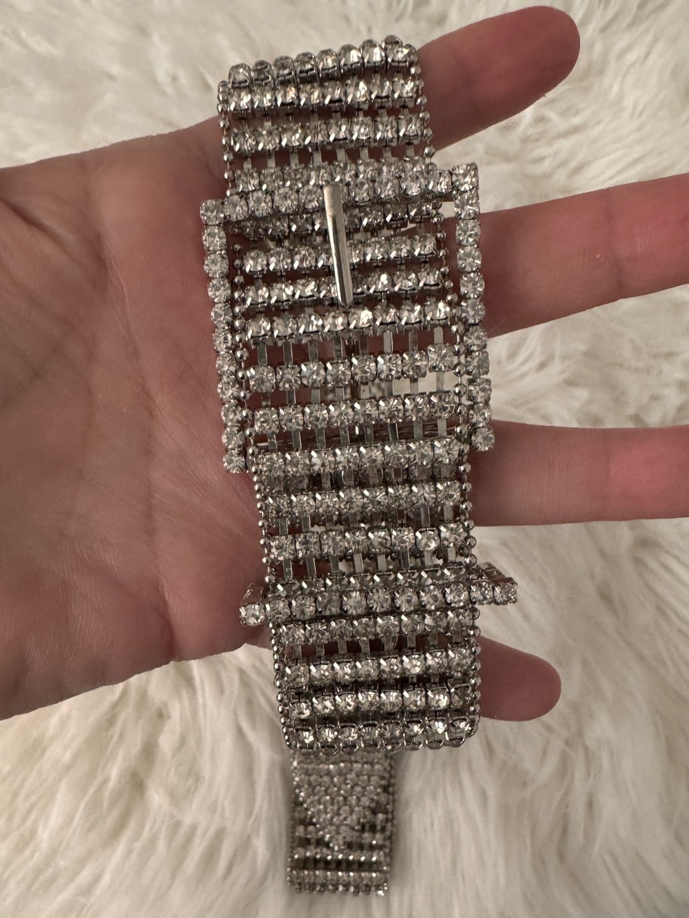 Barry.Wang Rhinestone Belt for Women. Bling Silver Diamond Belt.
